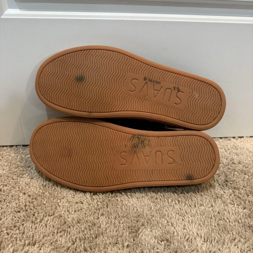 SUAVS Shoes Womens Size 9.5 Black Knit Lace Up Comfort Walking Sneakers